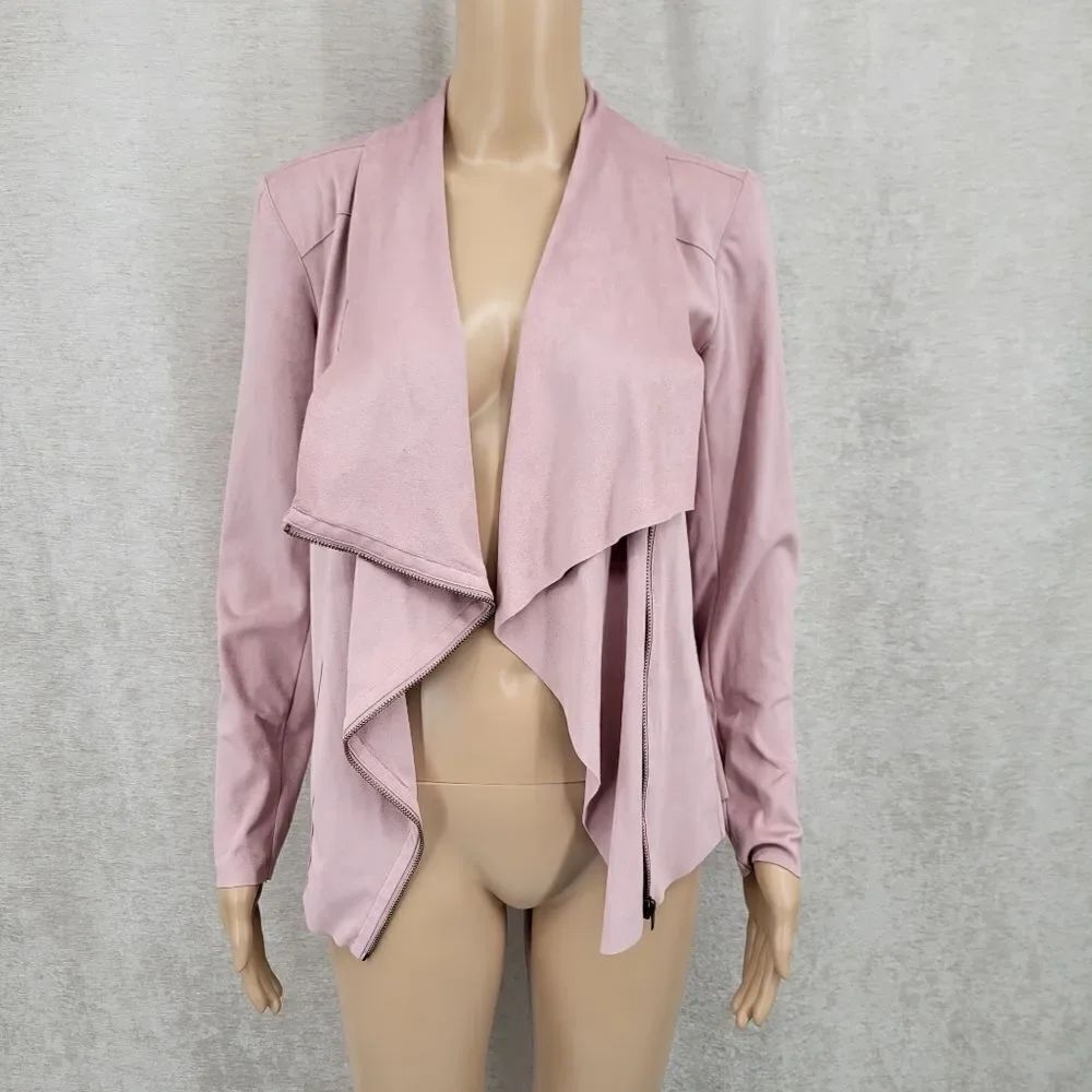 Mote Faux Suede Draped Moto Jacket Dusty Pink Women's Size Small
